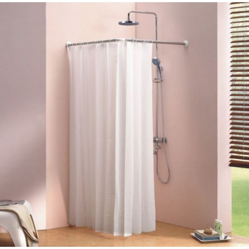 Porta Cortina Banheiro Box Varão Tubo Curvo De Aço em L