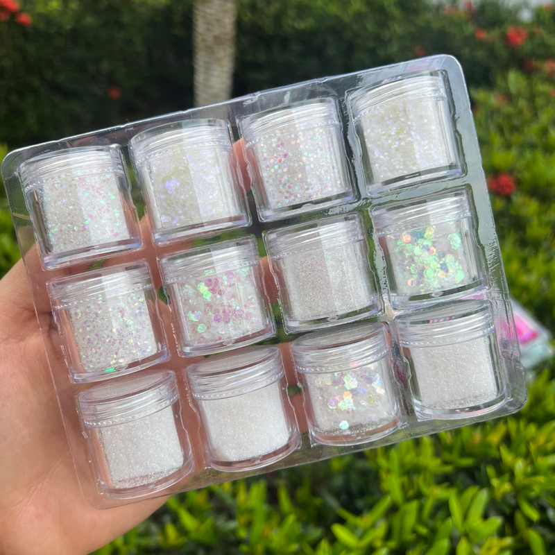 Kit 12 Cores Glitter Holografico Para Unhas E Resina Glitter Para Decoração