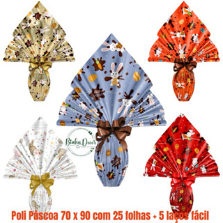 Poli pascoa 70 x 90 com 25 unidades + 5 laços fácil