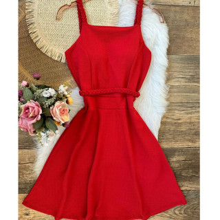Vestido Feminino Vermelho e Cores Lisas Rodado. Vestidos Moda Feminina Festa e Casual Cores lisas