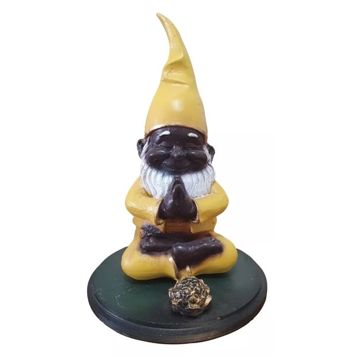Incensário Vareta Decoração Gnomo / Duende Zen Amarelo