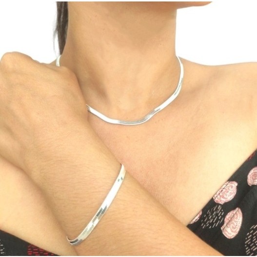 Colar Laminado e Pulseira Aço inoxidável 316L  unissex em Oferta na Shopee