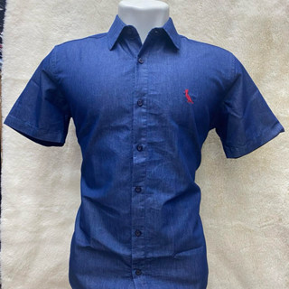 Camisa Jeans Masculina Slim fite Manga Curta