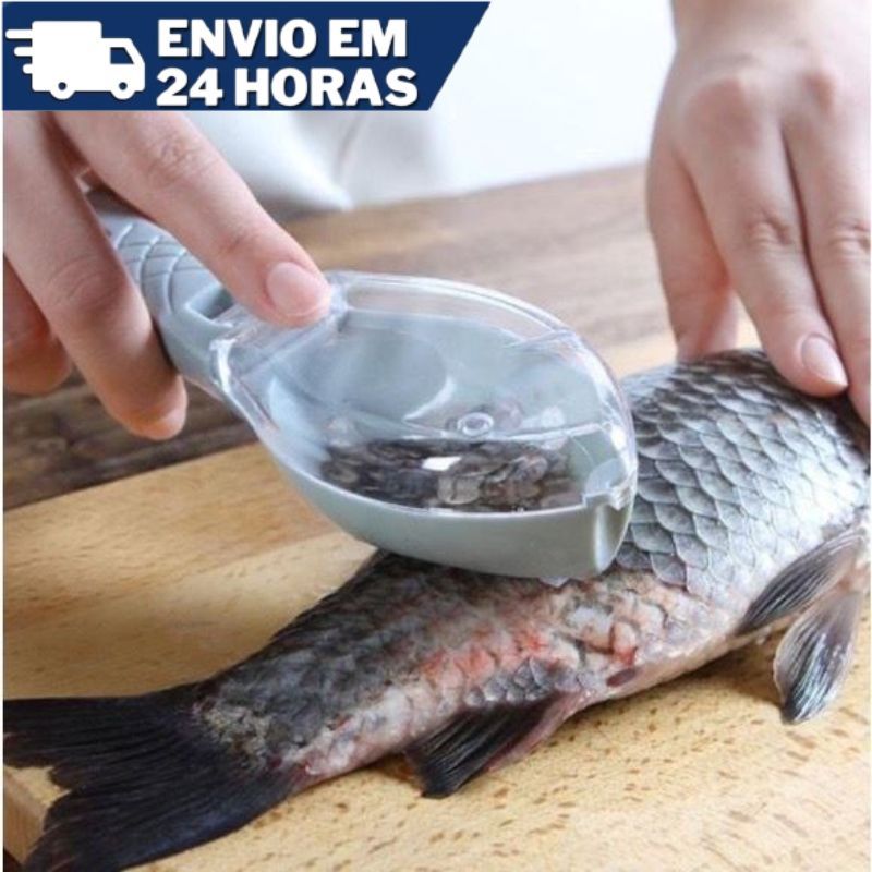 Descamador de Peixe Tira Escamas com Lâmina e Coletor
