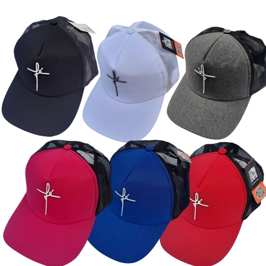 Boné Fé Aba Curva Trucker Snapback Várias Cores em Oferta na Shopee