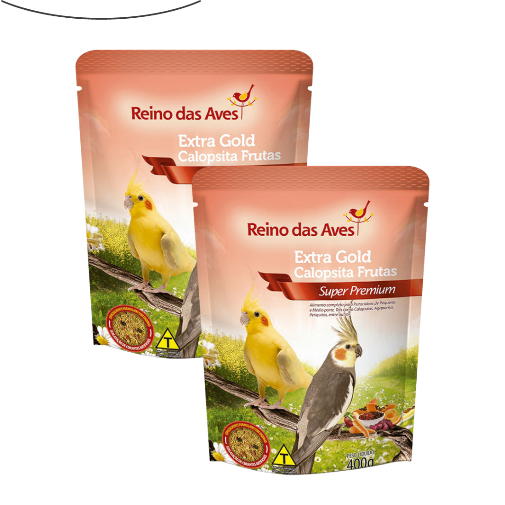 Ração Para Calopsita Extra Gold Frutas Extrusada 400g Kit 2un