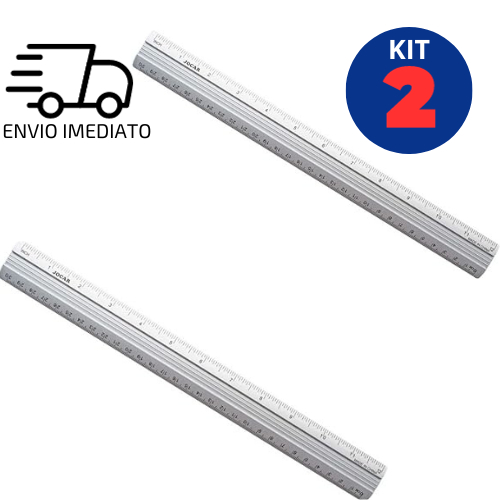Kit 2 Réguas de Alumínio, Papelaria, Escolar, Escritório, Trabalhos Manuais Volta as Aulas