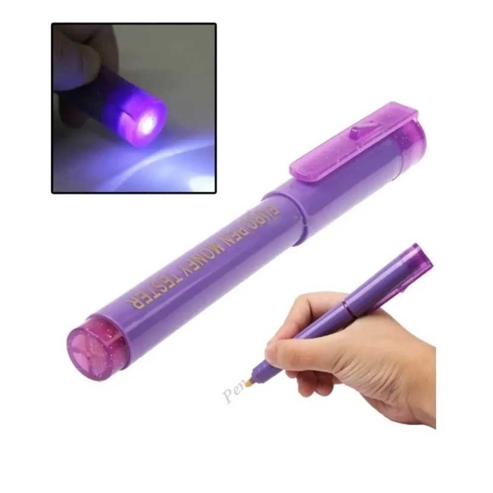 Caneta Testadora de Dinheiro Teste Detector de Nota Falsa Tina + luz UV