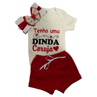 Body Bebe Menina-Frases- DINDA CORUJA+ Laço + SHORTS - Temático Mesversário em Oferta na Shopee