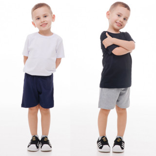 Kit com 2 Shorts de Meia Malha 100% Algodão Unissex de 1 ao 14 Anos