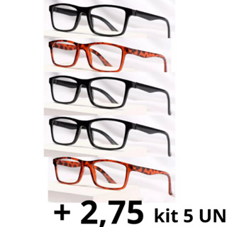 kit 5 Óculos de leitura de grau perto masculino feminino + 2 cordao + caixa