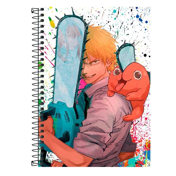 Caderno Personalizado Chainsaw Man Anime - 1 matéria, 10 matérias e 20 matérias