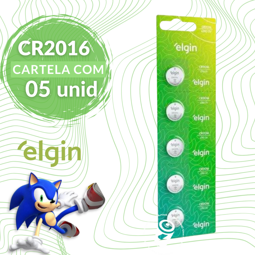 5 Baterias CR2016 3V Tipo Moeda Litio Lithium Elgin Energy - 01 Cartela C/ 05 Unidades em Oferta na Shopee
