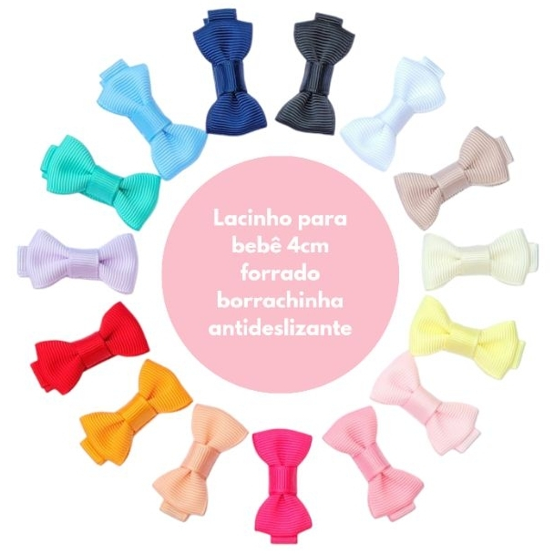 Mini laço para bebê com 10 unidades presilha encapada/ lacinhos/infantil/com borracha antideslizante