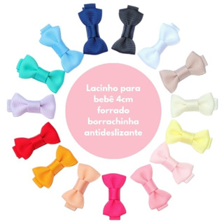Mini laço para bebê com 10 unidades presilha encapada/ lacinhos/infantil/com borracha antideslizante em Oferta na Shopee