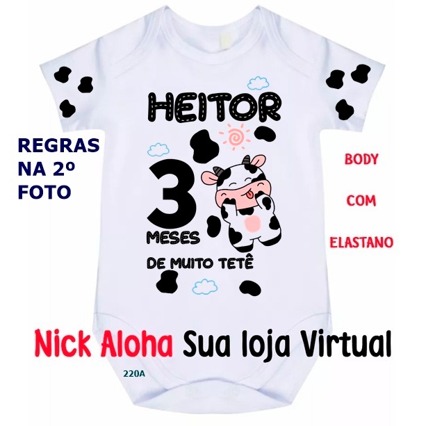 BODY BEBÊ VAQUINHA MUITO TETÊ LÊ FOTO 2 não aceitamos devolução de produtos personalizados CÓD 220A em Oferta na Shopee