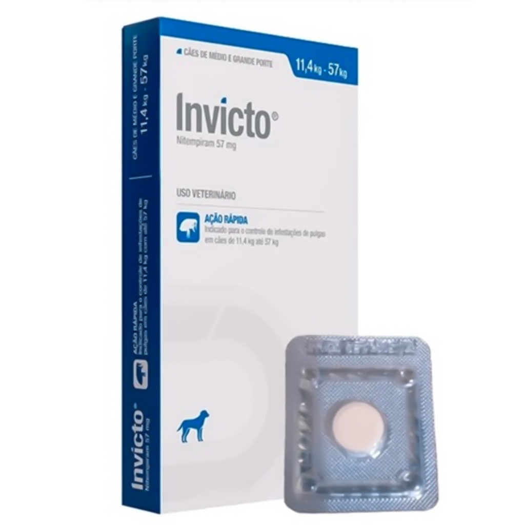 Invicto 57mg Antipulgas P/cães E Gatos De 11,4kg A 57kg - 1 Comprimido - Pets