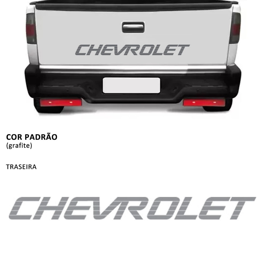EMBLEMA ADESIVO FAIXA DECORATIVA TRASEIRA CHEVROLET GM D20 LUXO (125 X 9,6 CM) ADESIVO GRAFITE