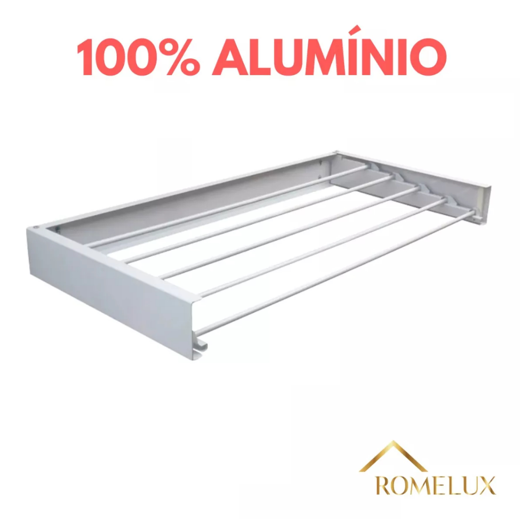 Varal Magico 120cm Com 7 Varetas Aluminio Branco Apartamento