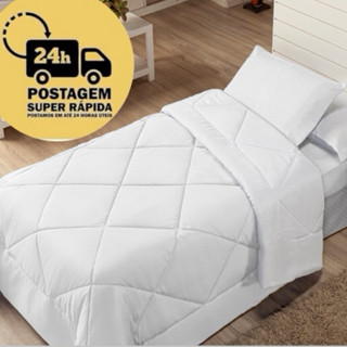 Edredon Margarida Solteiro Promoção Dupla Face 02 Peças Branco