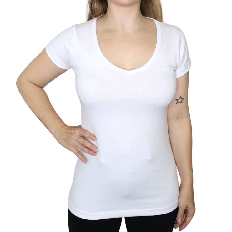 Blusa Baby Look Feminina Branca Cotton