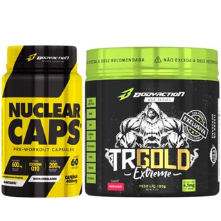 Pré Treino Nuclear Rush 60 Caps + Trgold 100g Ácido Aspártico Zma Aminoácidos Boro - Bodyaction