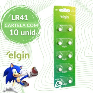Bateria Alcalina LR41 1,5V Elgin Botão - Cartela C/ 10 Unid