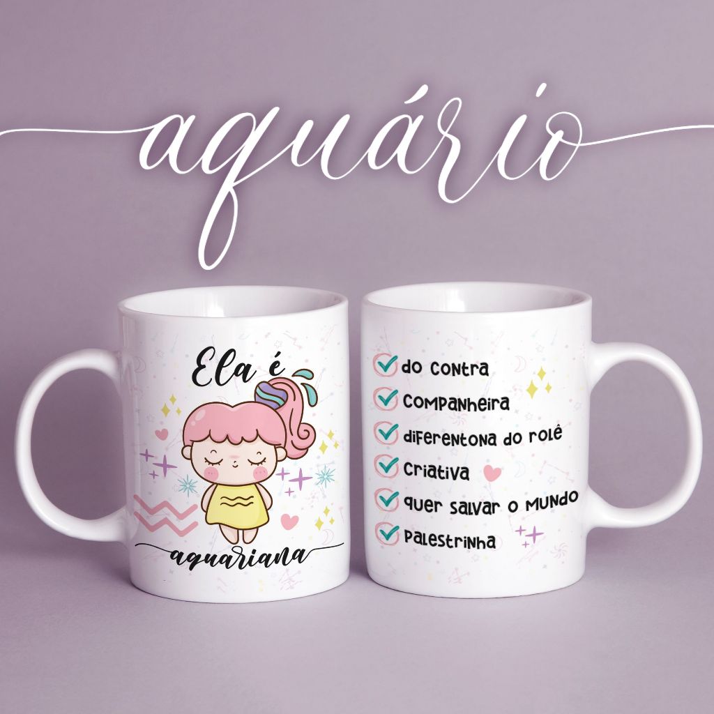 Imagem Caneca Linha Signos Cute  - Linha Exclusiva Porcelana Importada (325 ML)