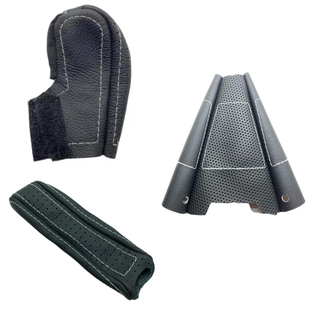 Kit Capas em Courvin Manopla Câmbio Manual + Alavanca Freio de Mão + Coifa New Civic G8 2006 2007 2008 2009 2010 2011