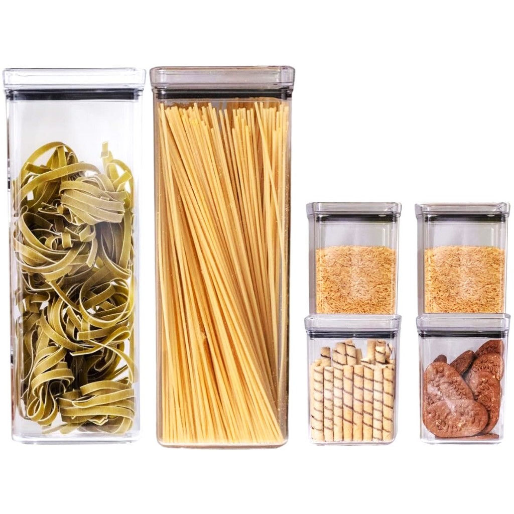 Kit Potes Herméticos Quadrados Mantimentos Cozinha Acrílico 1,1 e 2,3 Litros