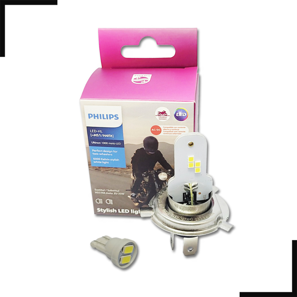 LED H4 Philips 6000K Moto + LED T10 para placa