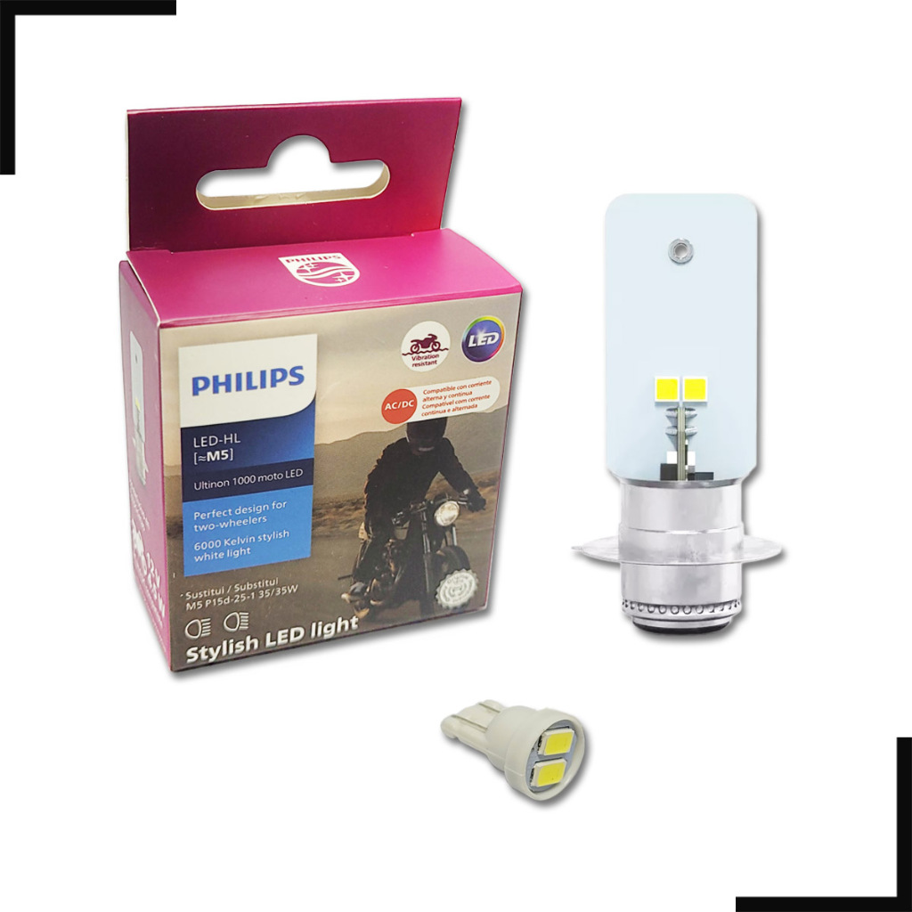 Lâmpada LED M5 Moto Philips Ultinon 12V 4.5W 6000K + LED T10