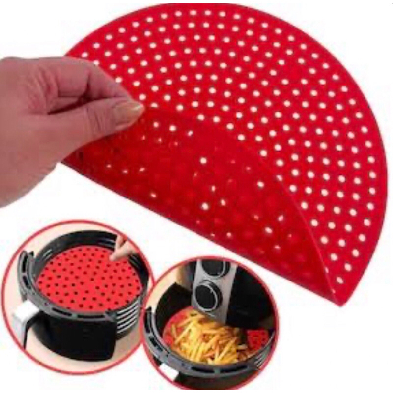Forro Tapete em Silicone Para Air Fryer 19cm Fritadeira Elétrica QUADRADO Multiuso Universal Vermelh