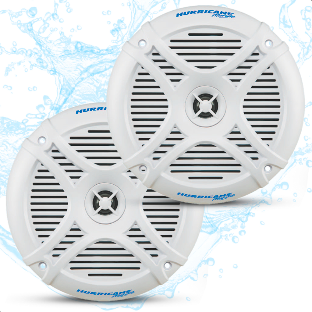 Par de Alto Falantes Nautico Marinizado Hurricane MR65.2 6 Polegadas 250 Watts RMS Barcos Lanchas - Spare Parts and Accessories for Vehicles