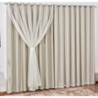Cortina Blackout em Tecido Grosso Original 5,00 x 2,50 Com Voil Sala Quarto Corta Luz em Oferta na Shopee