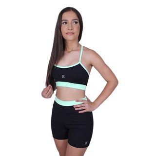 Conjunto Fitness Poliamida Zero Transparencia Feminino Short e Top Blackout
