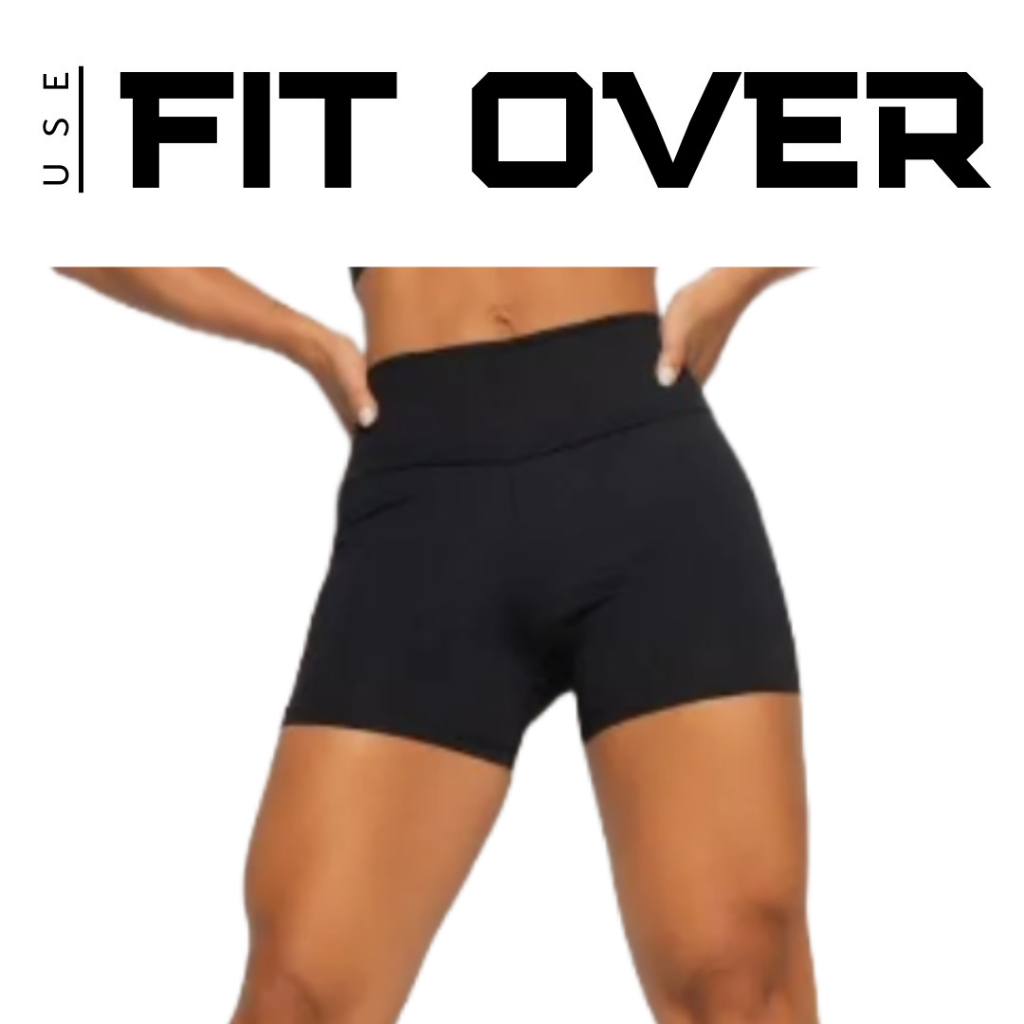 short fitness feminino preto cós alto - fitness - suplex - academia - cross fit - fit over - zero transparência