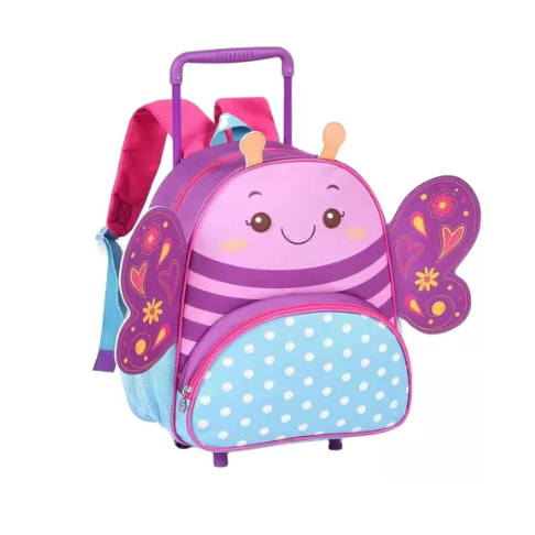 Mochila com rodas desenho Borboleta pra meninas a pronto envio