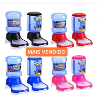 Comedouro 1 Kg + Bebedouro 2 Litros Para Caes Cachorros Gatos Varias Cores Original Truqys