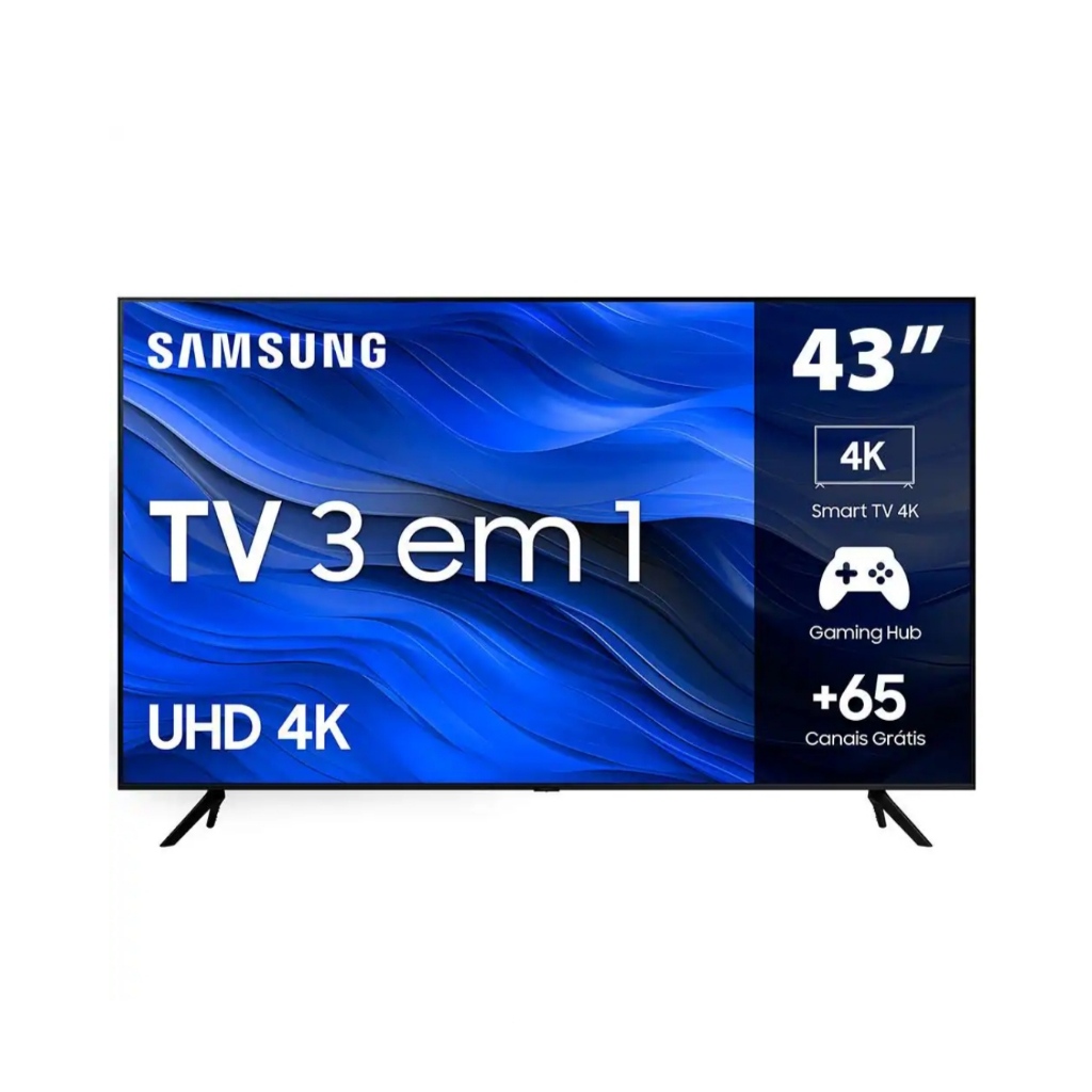 Smart TV 43" UHD 4K Samsung Processador Crystal 4K, Samsung Gaming Hub, Tela sem limites, Alexa.