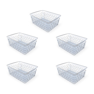 Kit 5 Cestos Organizadores Multiuso Transparente 16x12x6Cm
