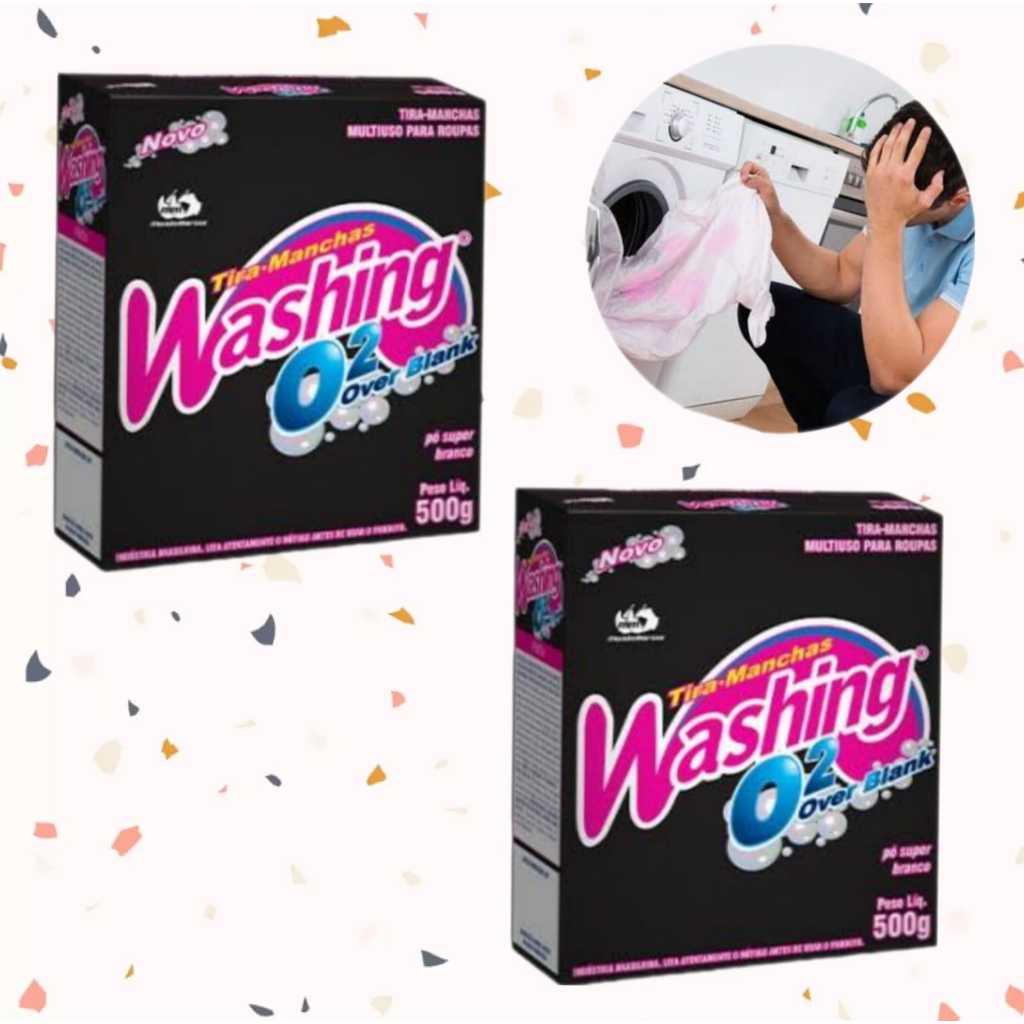 Kit 2 Tira-Manchas de Roupas Washing Pó 500g - O2 Over Blank
