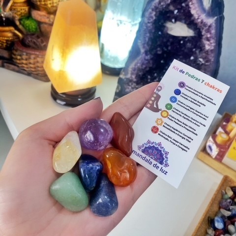 Kit de 7 Pedras dos Chakras Mandala de Luz Cristais Selecionados - P