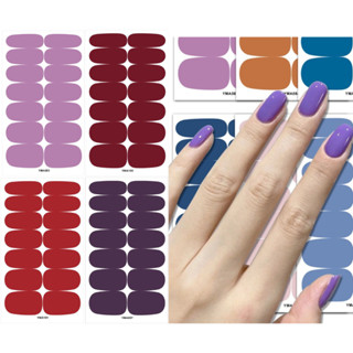 Adesivo Esmalte Unhas Cor Pura Acabamento Completo Design Unhas Adesivo Manicure Unha Natural Película de Unha Unhas Postiça Unha em Gel