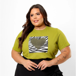 Camiseta Feminina Plus Size T shirt Algodão Moda Casual Básica