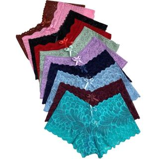 Kit 3 Calcinhas Caleçon  Shortinho Renda Com Forro Algodão Feminina