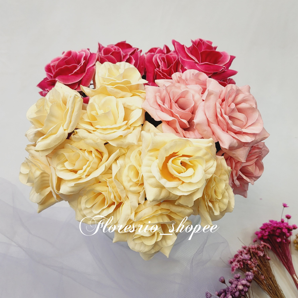 Buquê de veludo rosa flor artificial P/ Decoração Casamento, Arranjos, Decorar Festas e casa