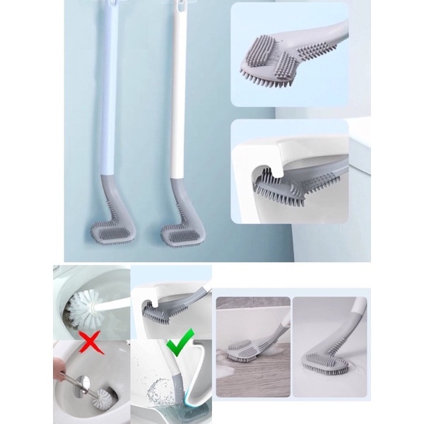 Kit 2 Escova Limpa Privada Vaso Sanitário de Silicone Durável c/ Gancho - Escova Sanitaria