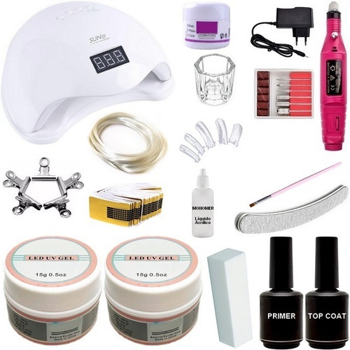 Kit Para Unhas Fibra de Vidro Cabine Lixadeira Completo encapsulado completo