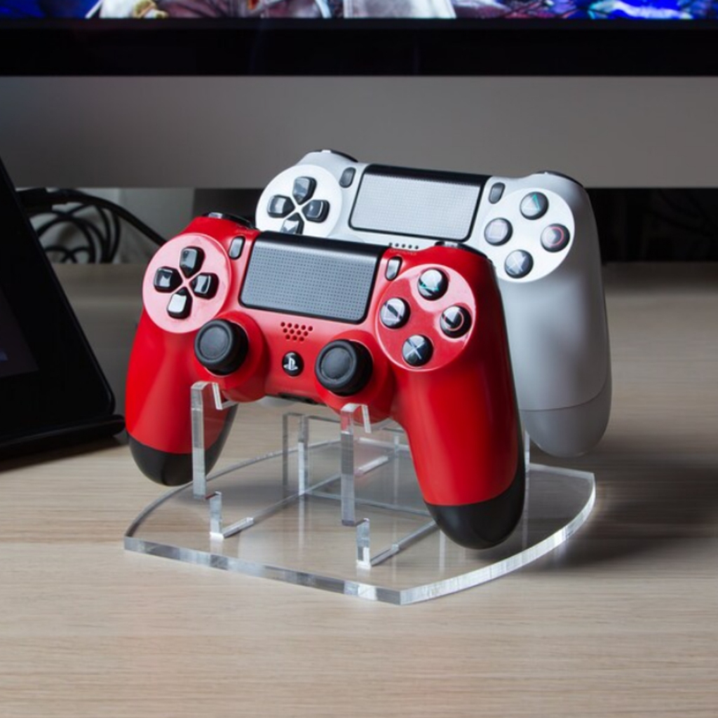 Suporte Para 2 Controles Compatível Com Playstation Ps4, Ps5, Dualsense, Xbox One, Nintendo - Vertical acrilico transparente